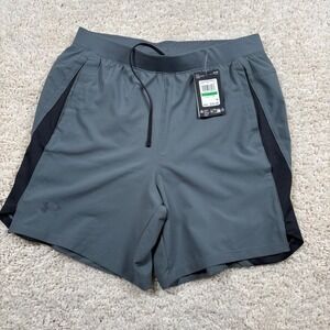 Under Armour Mens UA Launch 7 Inch Shorts Gray Fitted LG NEW WTAGS